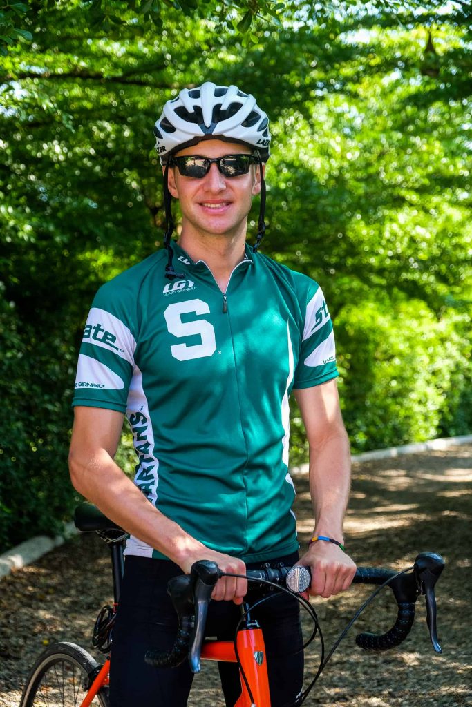 EarthRights School Teacher Brendon Thomas bicycles to ERI's office in Chiang Mai, Thailand.