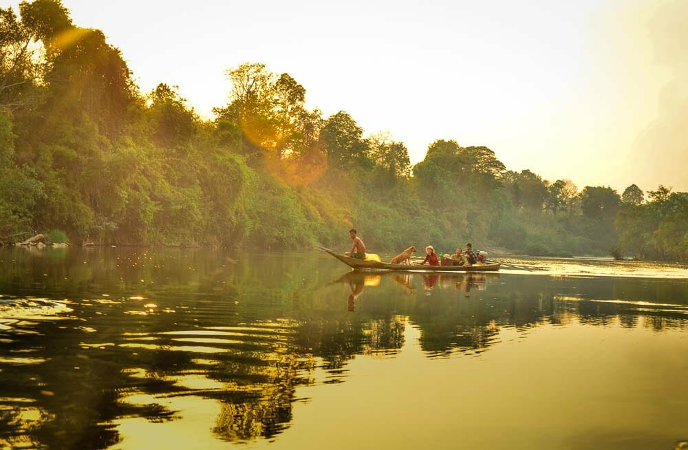 The villagers catch fish in the O’Tabok River.