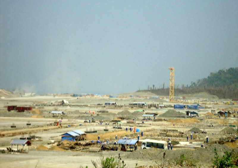 Construction of the onshore gas terminal on Ramree Island, May 2012
